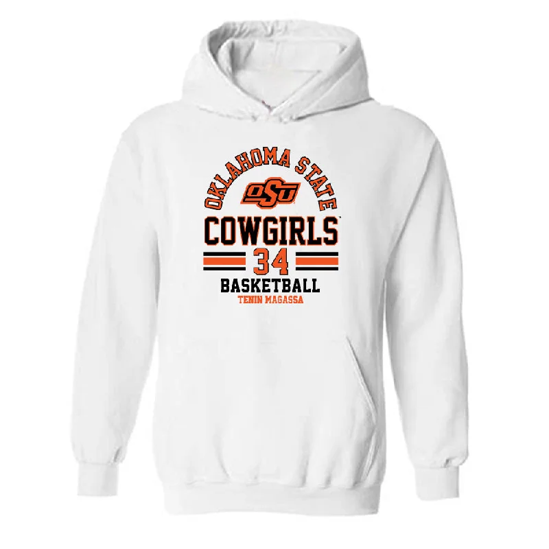 Oklahoma State - NCAA Women's Basketball : Tenin Magassa - Classic Fashion Shersey Hooded Sweatshirt Hoodie with High-Low Hem Asymmetrical Trendy