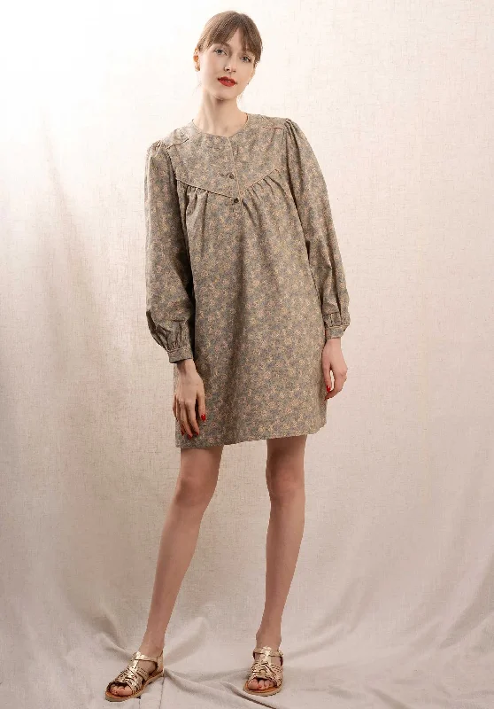 Dress -1610 5167 Lt-Olive-Floral Tunics Silk luxurious
