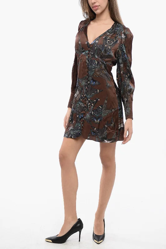 AllSaints Satin AUDEN DIANA Dress with Front Buttoning Floral Print girly