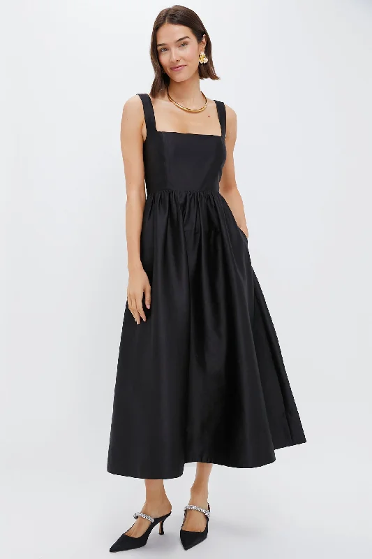 Black Dupioni Esme Dress Halter Neckline Beach