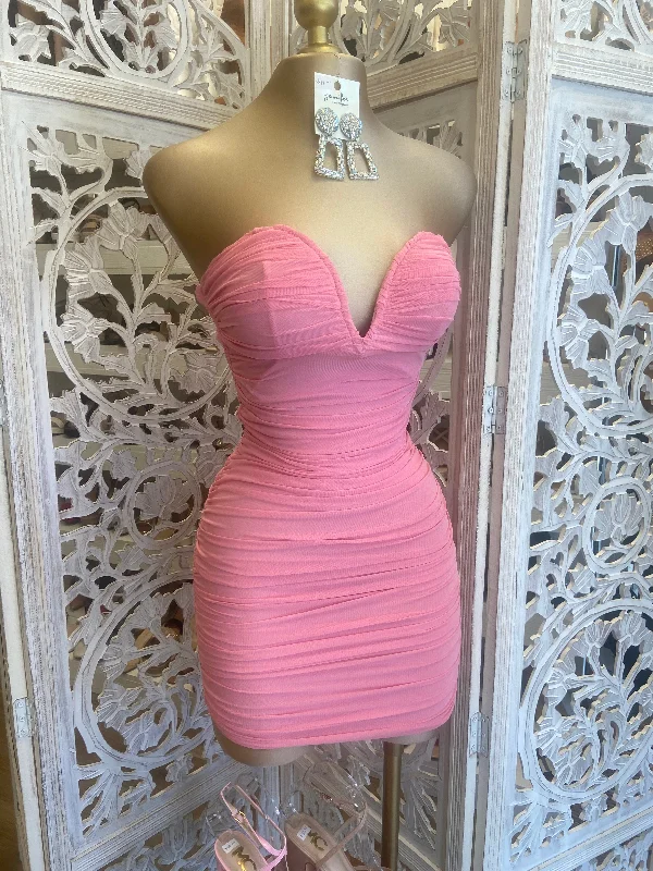 Pink Heart Lined Mini Dress Trendy Wraparound Mini Dress