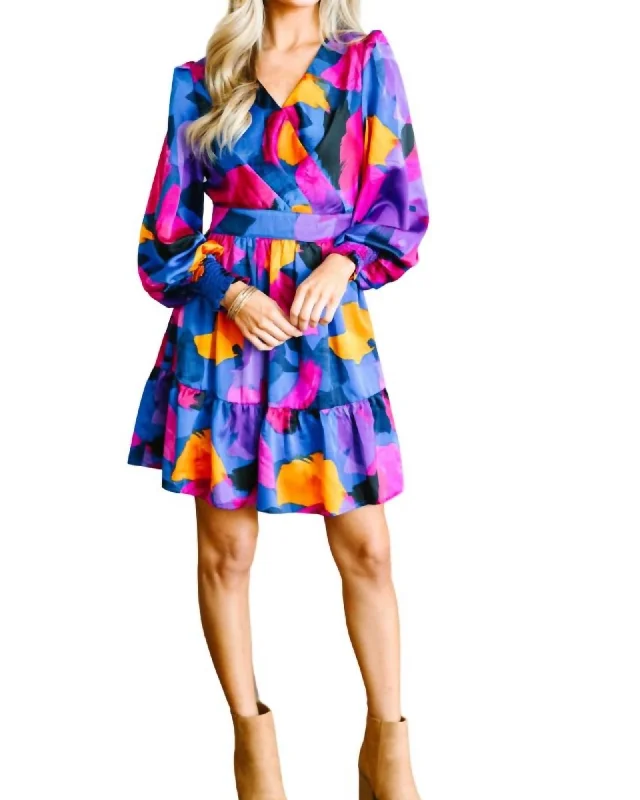Long Sleeve Mini Dress In Purple | Purple Cozy Long Sleeve Mini Dress