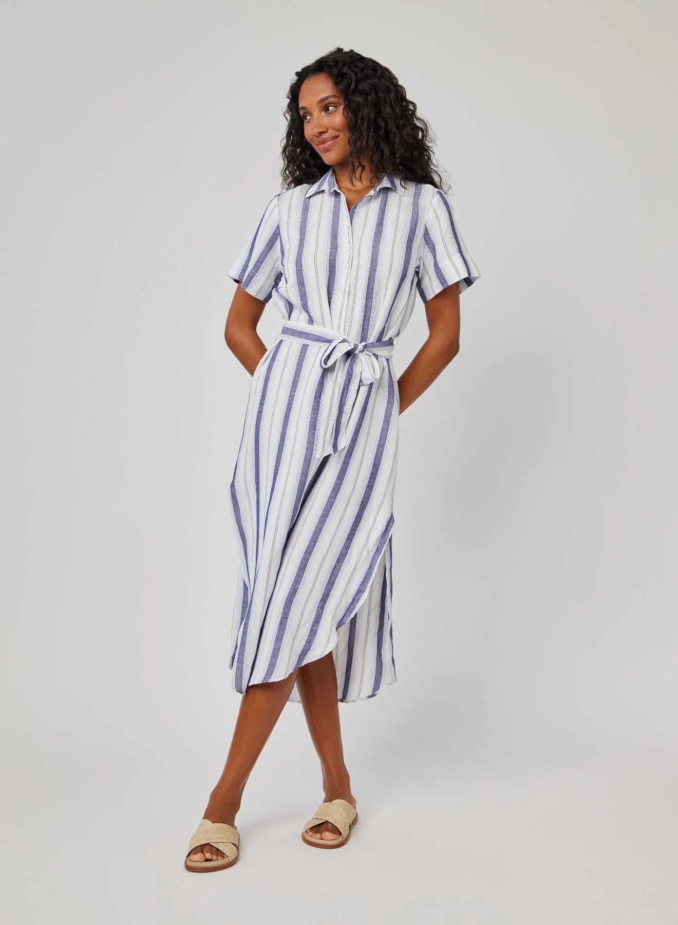 COASTAL OMBRE STRIPE ROUND HEM MAXI SKIRT DRESS Tunics Chic fashionable