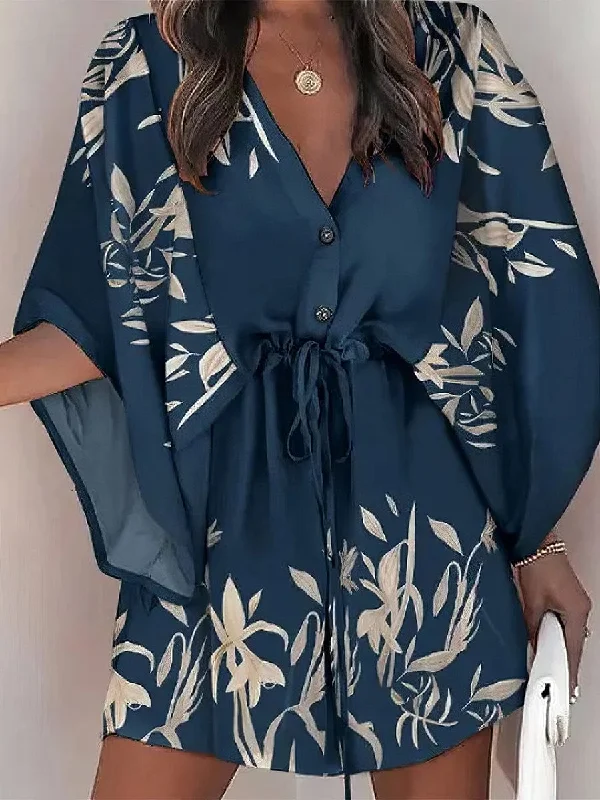 Loose Fit Mini Dress Classic Floral Mini Dress