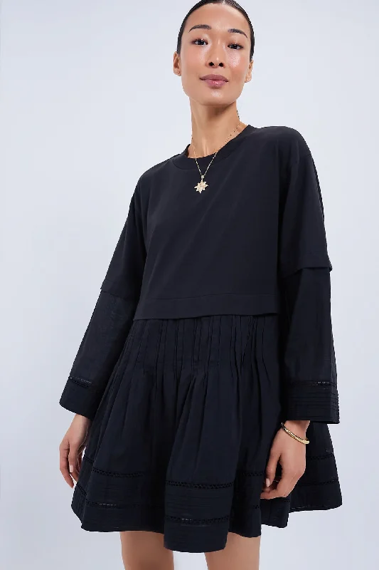 Black Renata Ramie Longsleeve Tunic Dress Turtleneck Neckline Stylish