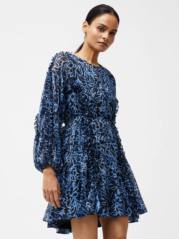 Anna Emina Chiffon Mini Dress Stylish Sweetheart Neck Mini Dress