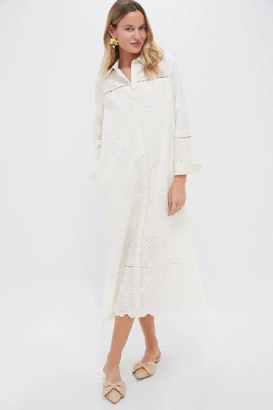 Ivory Eyelet Griffin Dress Halter Neckline Beach