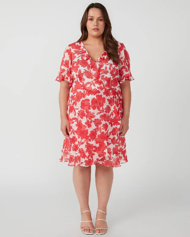 Poppy Essence Mini Dress | Milk/Geranium Casual Button-Up Mini Dress
