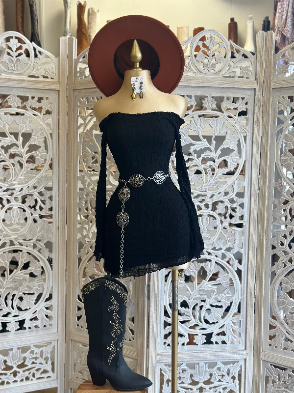Black Detailed Mini Dress- Stretchy Comfortable Smocked Mini Dress