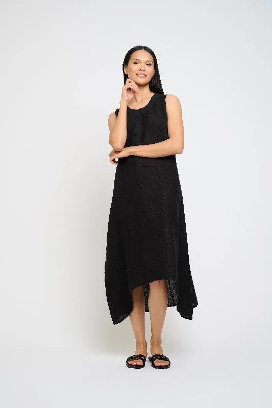 SLEEVELESS MAXI LINEN DRESS WITH COTTON TRIM Tunics Winter warm