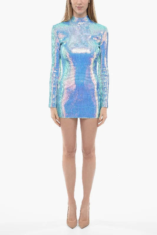 David Koma Sequined CIRCLE Sheath Dress with Cut-out Detail 38 Italian size Floral Print girly