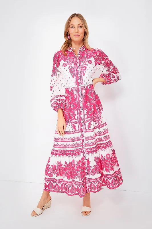 Tropical Woodcut Maxi Eng Dress Tunics Business professional