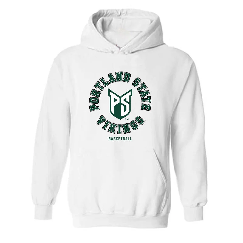 Portland State - NCAA Women's Basketball : Kyleigh Brown - Classic Shersey Hooded Sweatshirt Hoodie with Hem Embroidery Detailed Premium