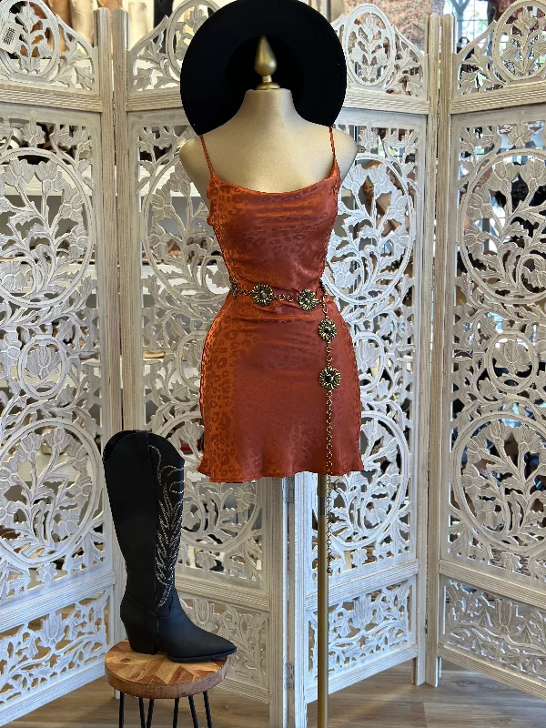 Suede Print Cowl Mini Dress Fashionable Summer Mini Dress