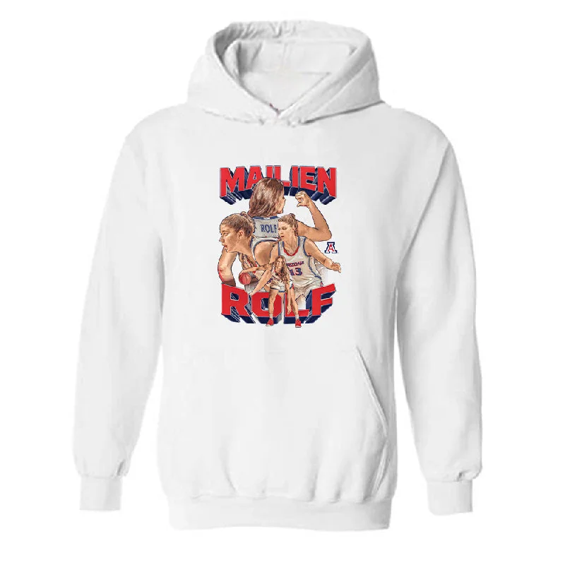 Arizona - NCAA Women's Basketball : Mailien Rolf - Player Collage Hooded Sweatshirt Hoodie with Fur Luxurious Winter