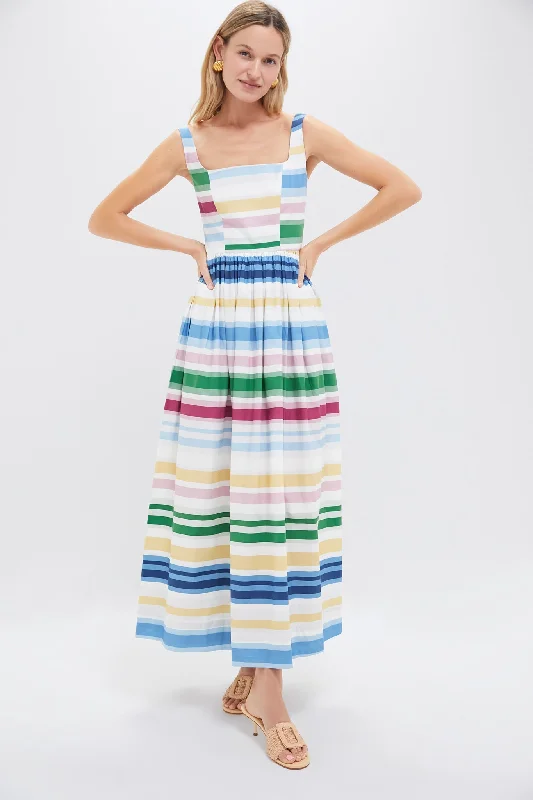 Sofa Stripe Scoop Neck Dress Tunics Party sparkling