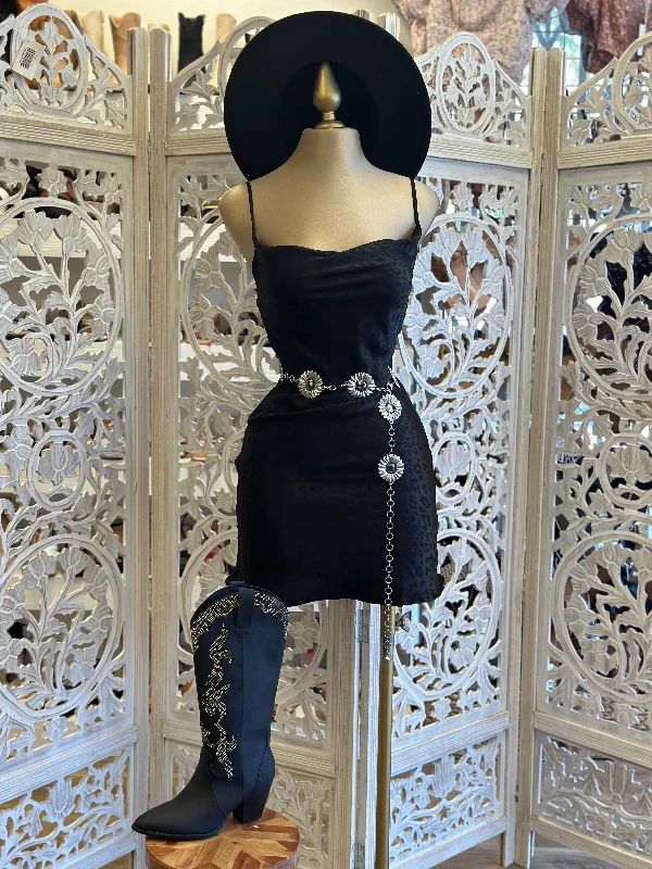 Black Suede Print Cowl Mini Dress Elegant Sequin Mini Dress