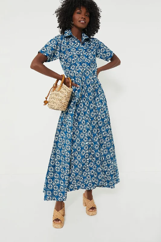 Blue Feyi Dress Off-the-shoulder Chic Trendy