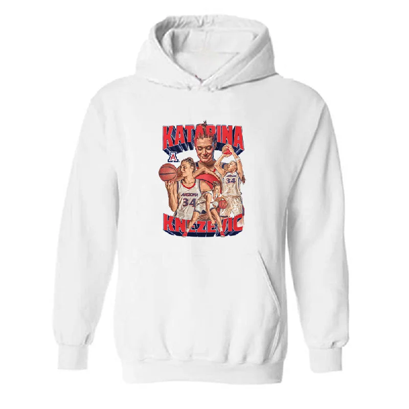 Arizona - NCAA Women's Basketball : Katarina Knezevic - Player Collage Hooded Sweatshirt Hoodie with Typography Text Message