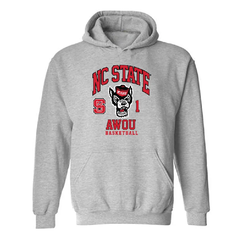 NC State - NCAA Women's Basketball : Lorena Awou - Fashion Shersey Hooded Sweatshirt Hoodie with Slit Hem Functional Movement