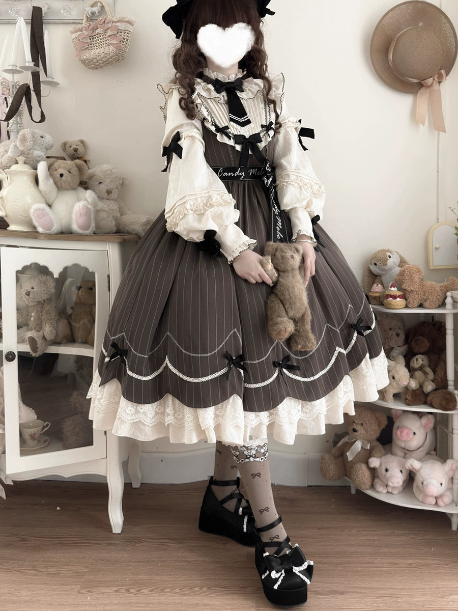 Buling Moon~Sweetheart Puppet~Retro Lolita OP Elegant Daily Lolita Dress Tunics Distressed trendy