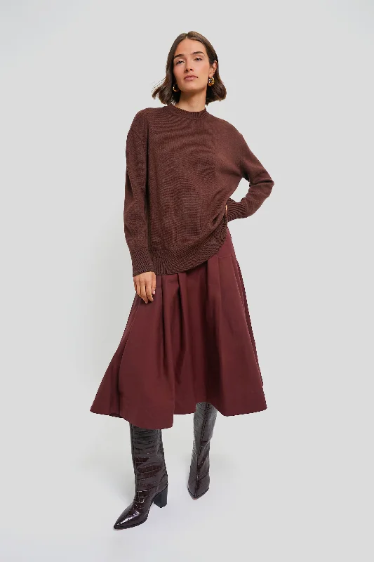 Burgundy Kerith Solid Sportswear Knitted Combo Dress Tunics Cozy comfortable