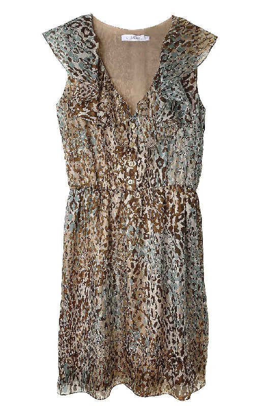 CARLOS MIELE MINT Beige Silk Leopard Dress Tunics Handmade artisanal