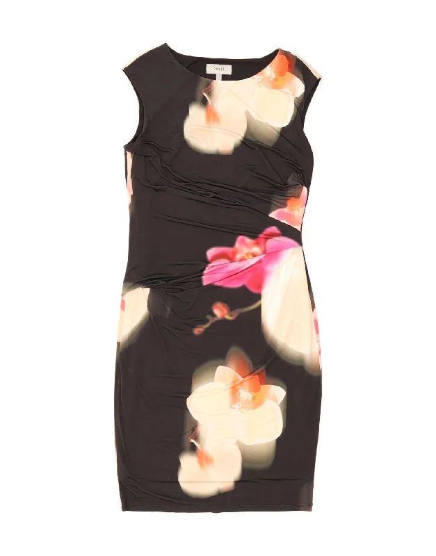 COAST Womens Sleeveless Sheath Dress UK 12 Medium  Black Floral Polyester Casual Short Summer