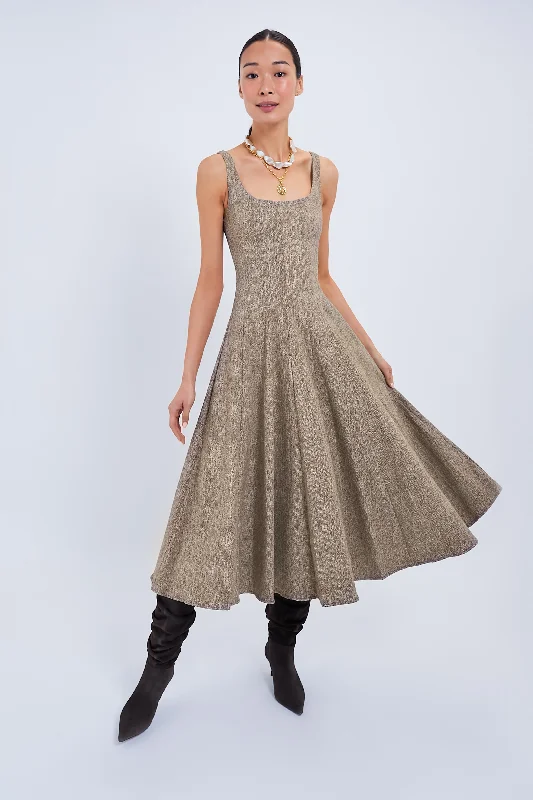 Mocha Herringbone Wells Dress Tunics Trendy modern