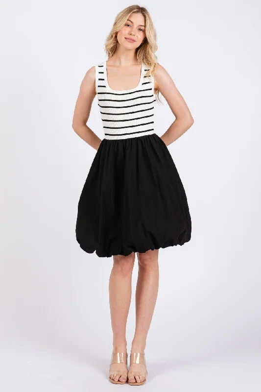 STRIPED BODICE BUBBLE HEM DRESS Tunics Practical durable