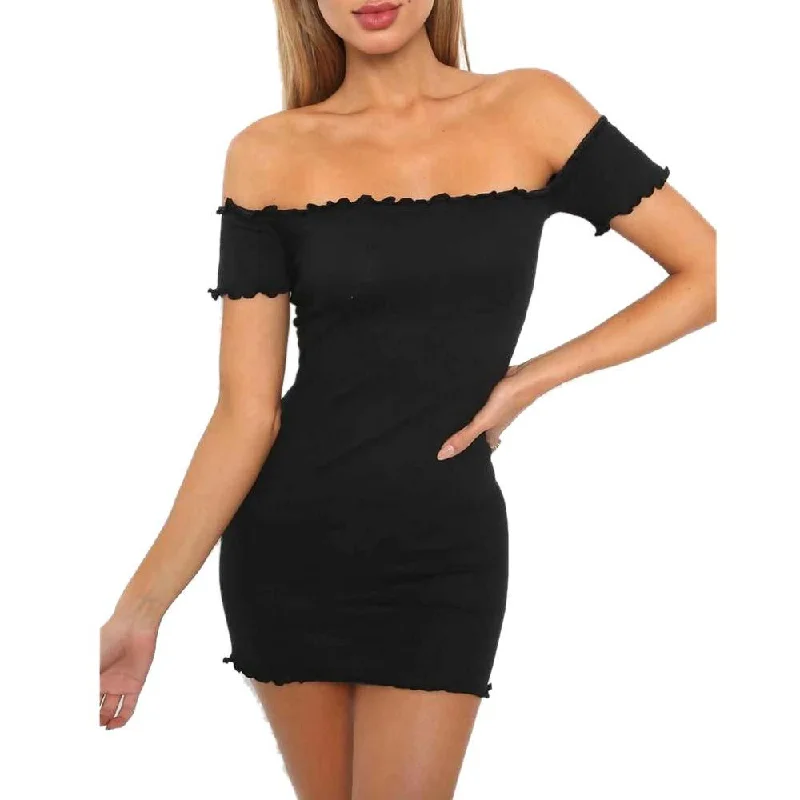 Destiny Off Shoulder Mini Dress Cozy Wraparound Mini Dress