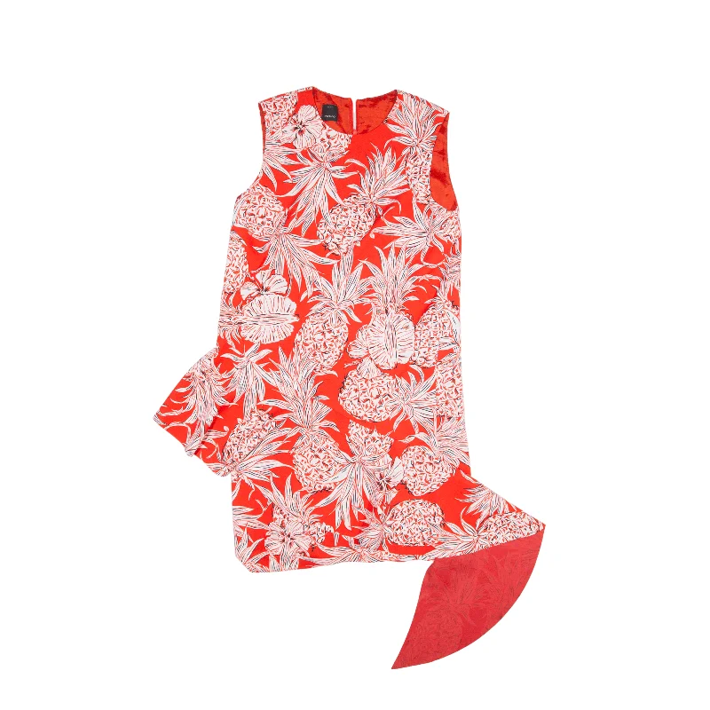 KINKO Shift Dress Red Floral Sleeveless Knee Length Womens UK 10 Tunics Long Elegant