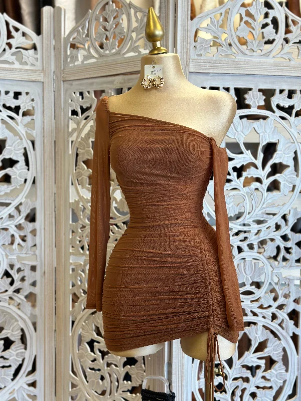 Assymetrical Mesh Mini Dress- Stretchy Classic Floral Mini Dress