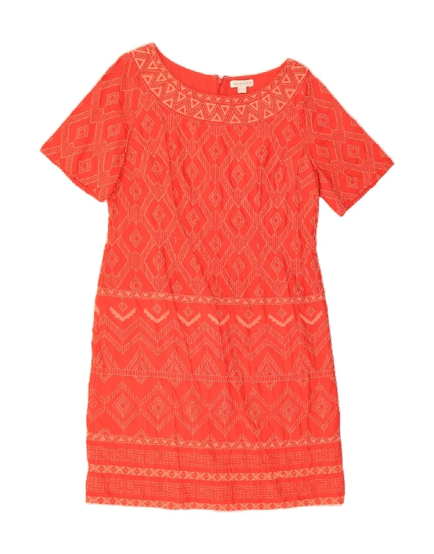 MONSOON Womens Shift Dress UK 14 Medium  Red Geometric Pencil Office Professional