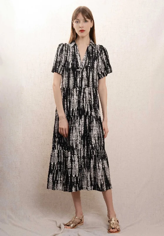 Dress 63259 Black-Ecru Tunics Satin smooth