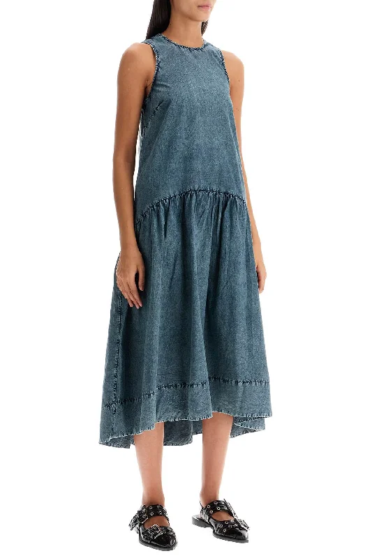 Ganni Midi Poplin Dress In Tunics Solid Classic