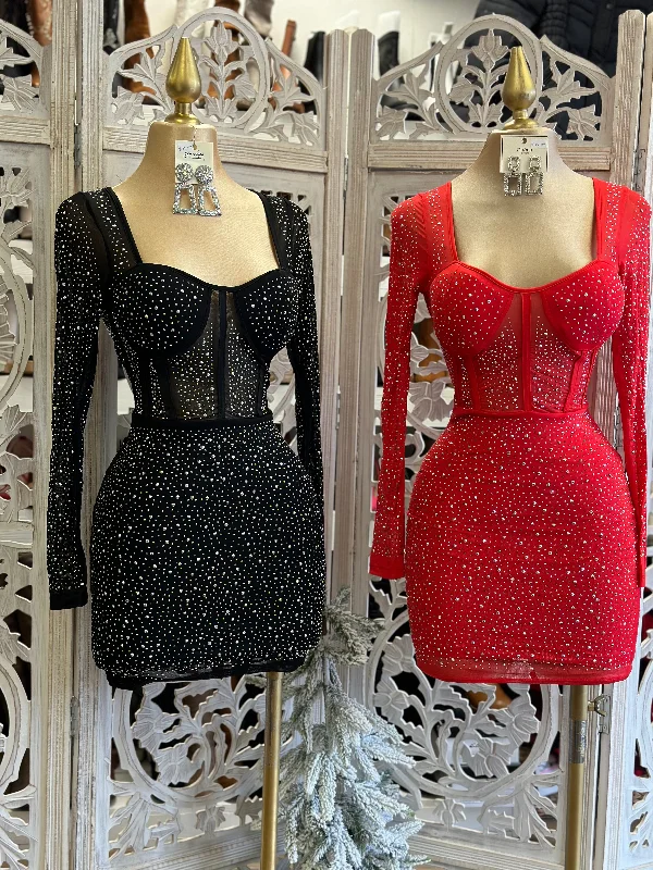 Rhinestone Mini Dress Trendy Wraparound Mini Dress