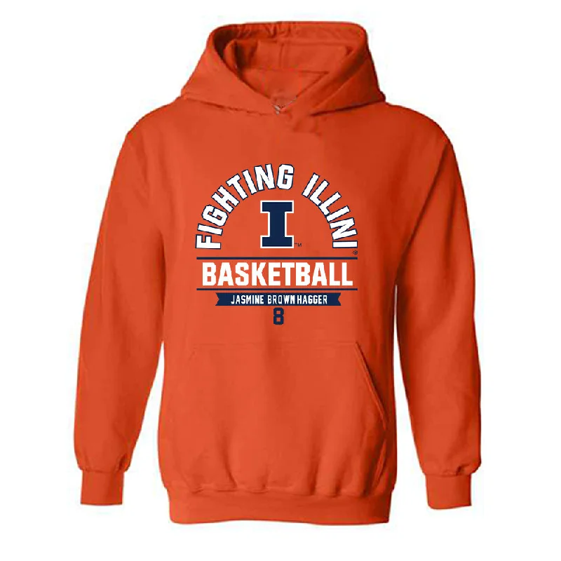 Illinois - NCAA Women's Basketball : Jasmine Brown-Hagger - Classic Fashion Shersey Hooded Sweatshirt Hoodie with Magnetic Closure Innovative Modern