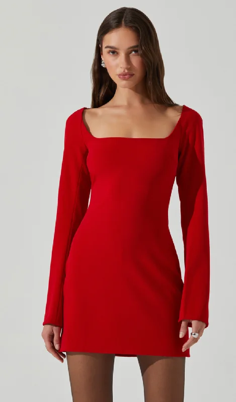 Calanthe Red Mini Dress by Astr the Label Trendy Lace Mini Dress