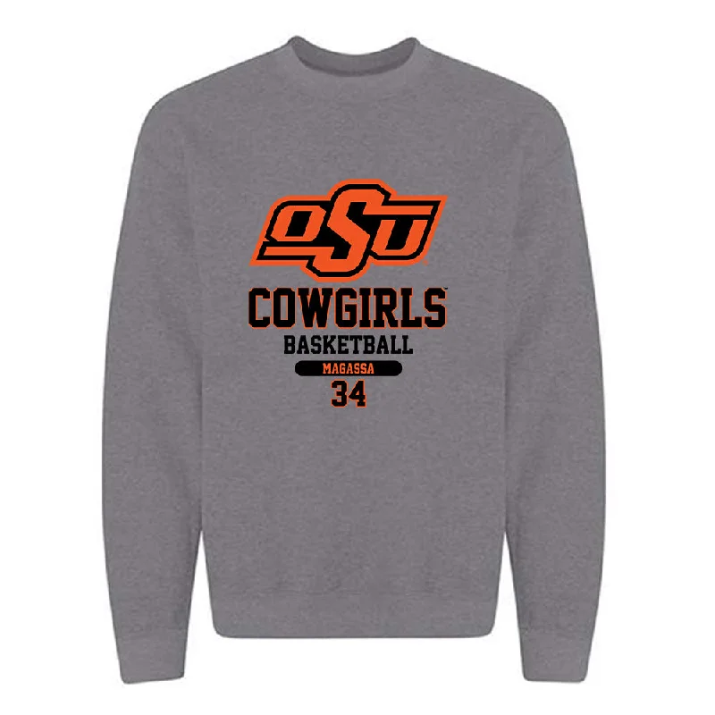 Oklahoma State - NCAA Women's Basketball : Tenin Magassa - Classic Fashion Shersey Crewneck Sweatshirt Hoodie with Front Slit Layering Stylish