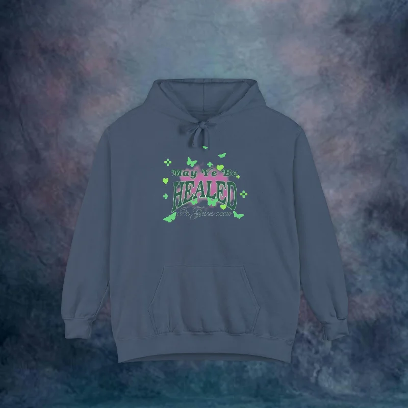 May Ye Be Healed Garment-Dyed Hoodie Hoodie with Ribbed Hem Stretchable Secure