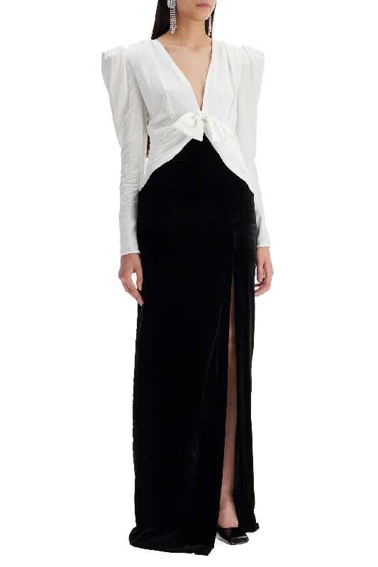 Alessandra Rich Long Silk And Velvet Dress Tunics Versatile stylish