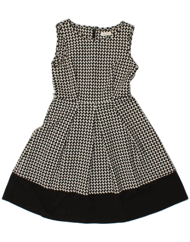 CALVIN KLEIN Womens Sleeveless A-Line Dress US 6 Medium Black Houndstooth Tunic Top Casual