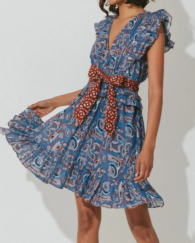 Elara Mini Dress | Lazuli in Lazuli | Lazuli Elegant Mini Dress with Ruffles