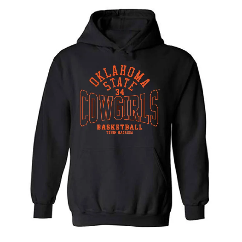 Oklahoma State - NCAA Women's Basketball : Tenin Magassa - Classic Fashion Shersey Hooded Sweatshirt Hoodie with Half-Zip Sporty Casual