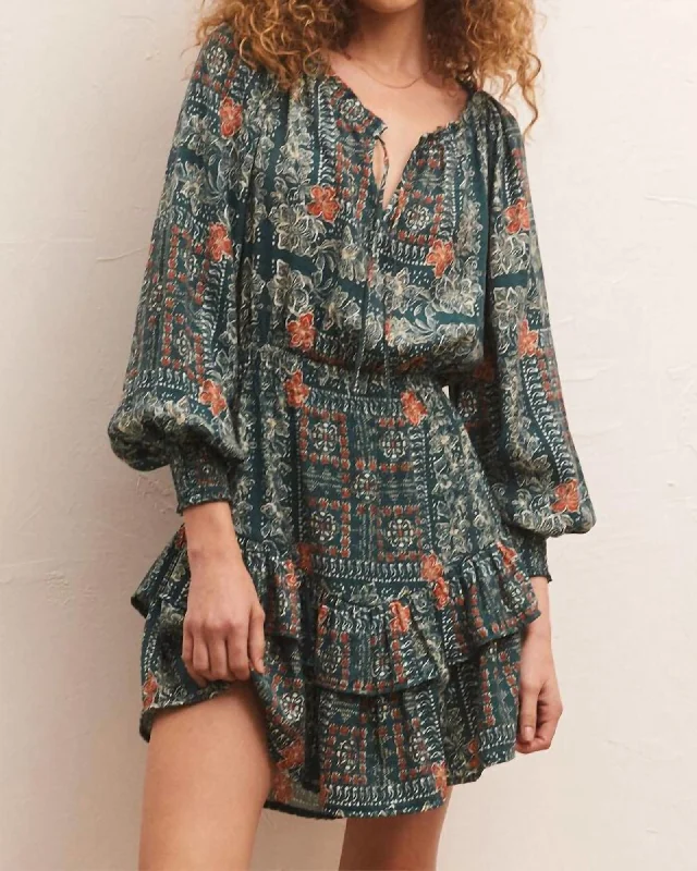 Jo Printed Mini Dress in Multi | Multi Cozy A-Line Mini Dress