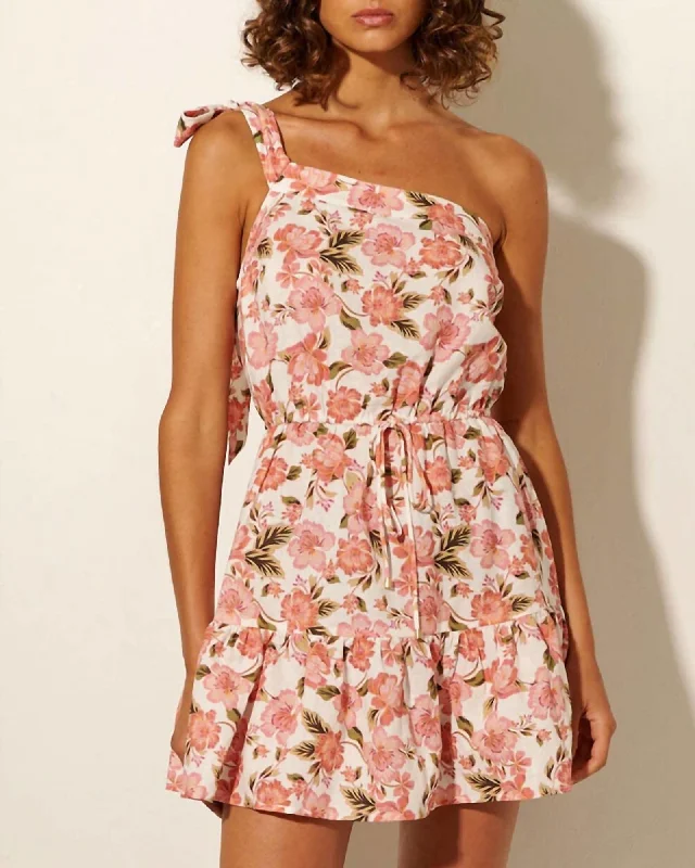 Honor Mini Dress In Mila Peach Floral | Mila Peach Floral Elegant Lace-Up Mini Dress