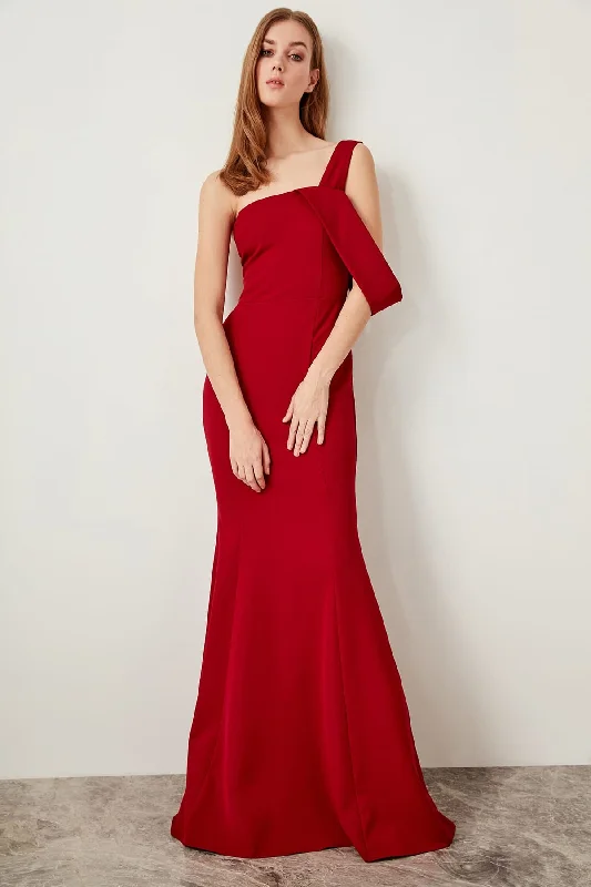 Trendyol Advanced Arm Bordeaux Evening Dress Tunics Stylish modern