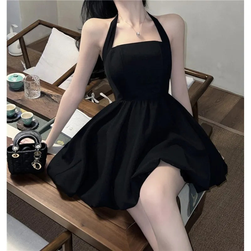 Getadme-High Waist Slim A-line Black Sexy Dress Bodycon Dresses Women Clothing Sexi Night Dress Hot Streetwear Party Mini Dress Summer Stylish Spaghetti Strap Mini Dress