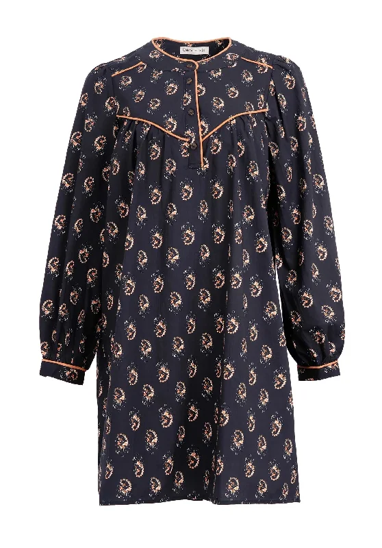 Dress -1610 5167 Navy-Apricot Tunics Velvet soft